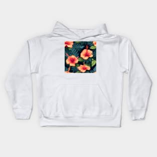 Hibiscus Flowers Pattern 20 Kids Hoodie